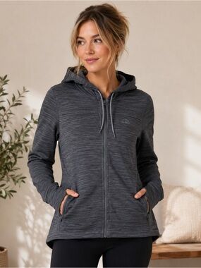 L.L. Bean women’s Dark Charcoal Zip-Up Hooded Sweater